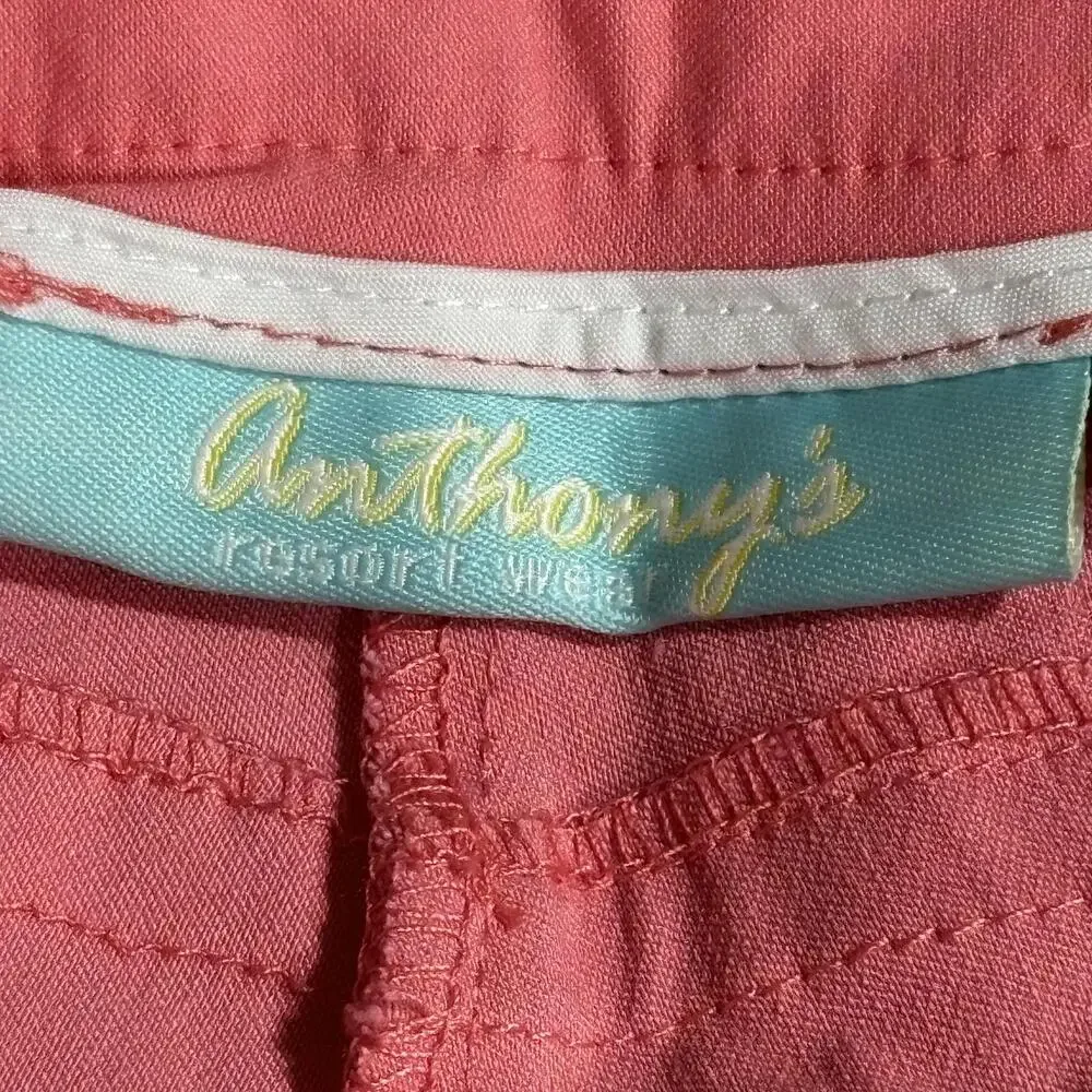 Anthony's Shorts Womens 16 Pink Coral Reef Bermuda Stretch Resort Wear Casual